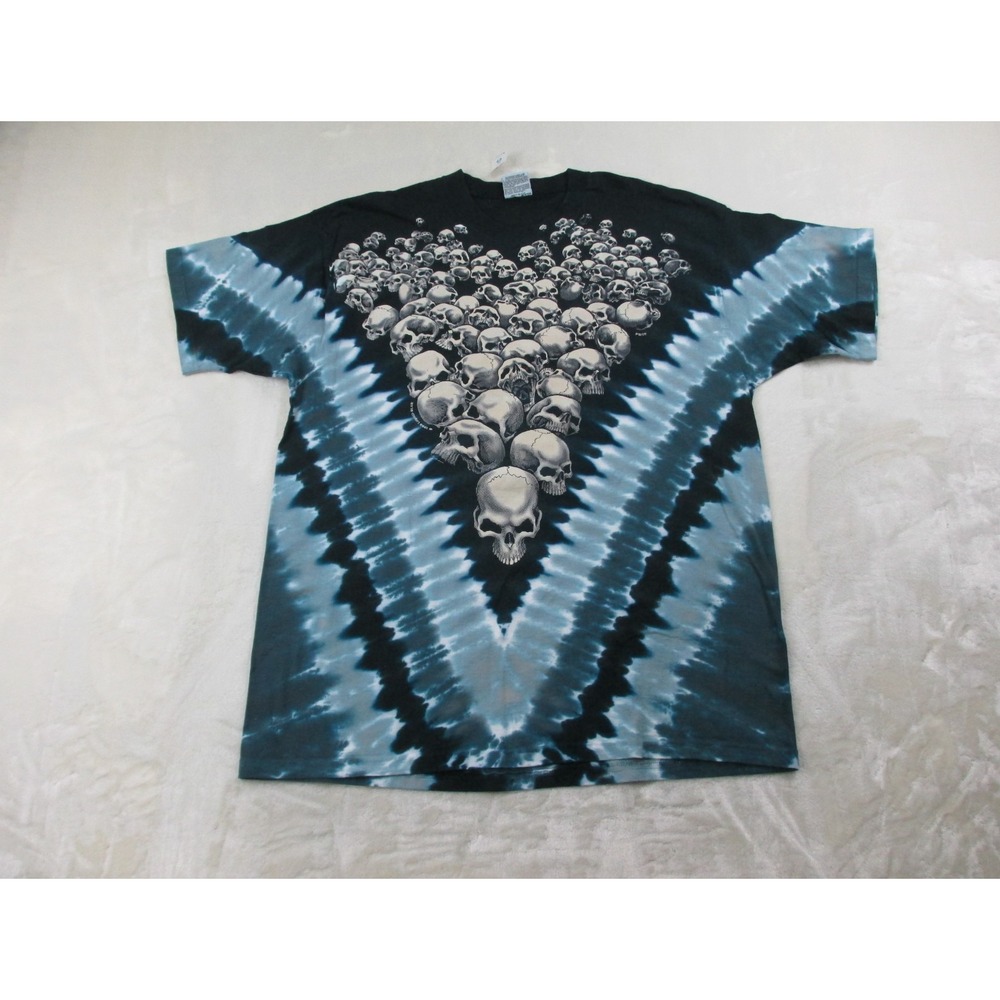 NEW VINTAGE Liquid Blue Shirt Mens Extra Large Blue Skulls Tie‎ Dye 98*